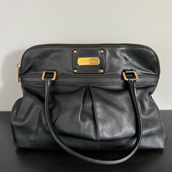Vintage Marc Jacobs Black Leather Satchel with Gold Accents Palais Royal Jen Bag - Picture 2 of 16